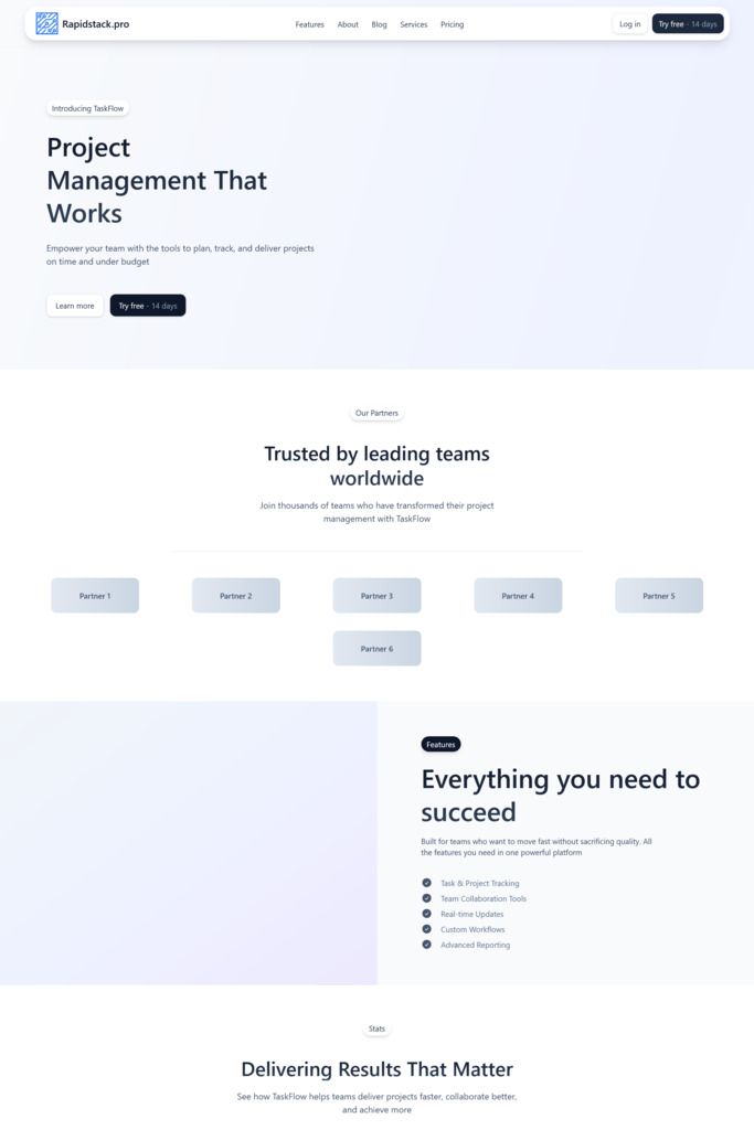 Landing 4 landing page template - light mode preview